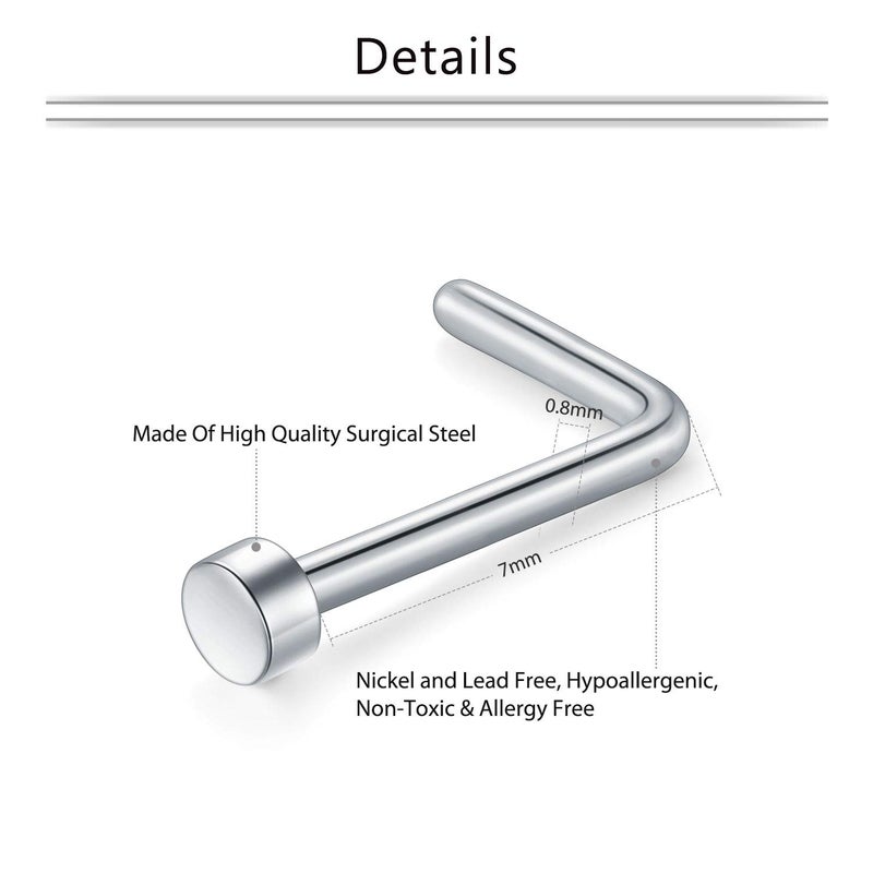 Mayhoop 20g Nose Rings Hoops And Studs For Women Men - Hypoallergenic 316L Surgical Stainless Steel L Shape Nose Screw Bone Silver Rose Gold Black Rainbow Pack 28Pcs - Image 3